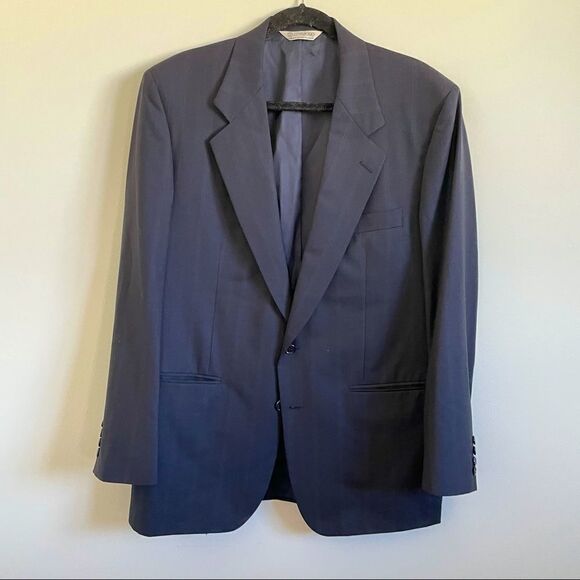 J.P. Tilford Samuelsohn Navy Striped Print Mens Blazer - Picture 2 of 12